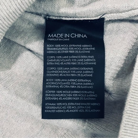 Club Monaco Grey Merino Wool Ruffle Sweater - Picture 6 of 7